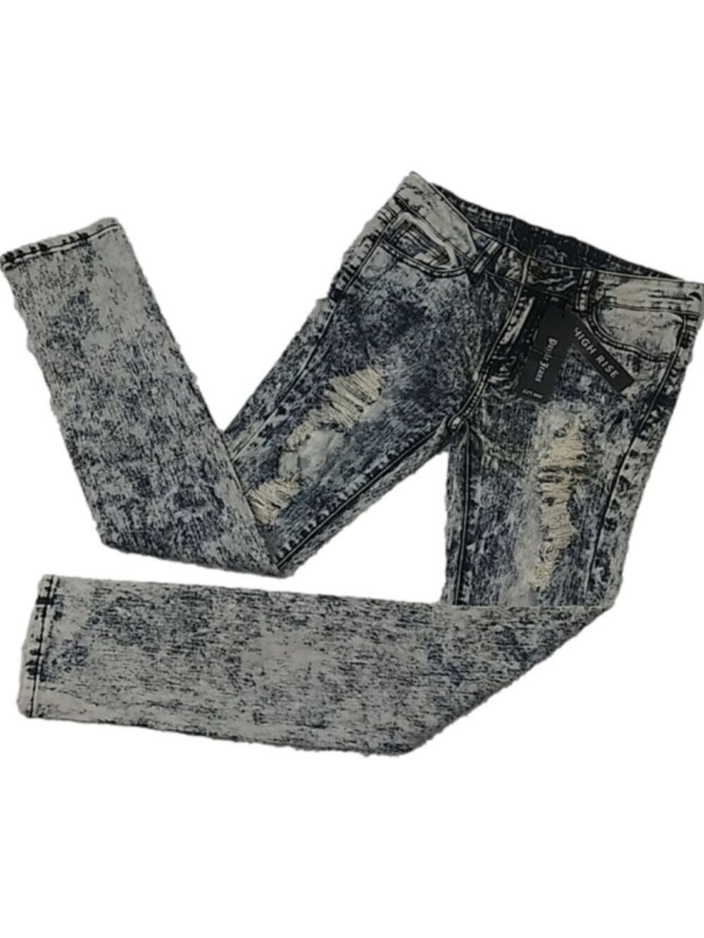 Puzzle Jeans Junior Acid Wash Distressed Five Pocket High Rise Skinny Jean NWT